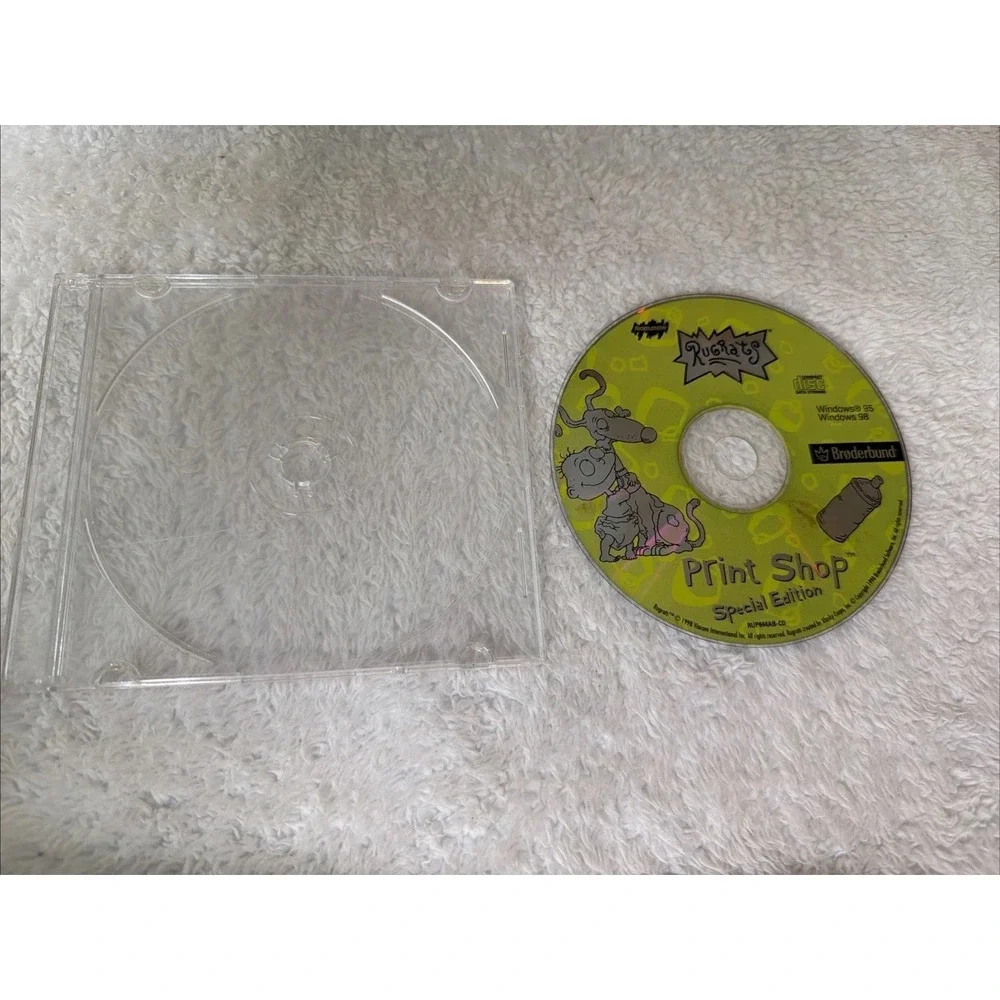 Rugrats Print Shop PC CD ROM 1998 Vintage 90s WIN 95 98 Disc Nickelodeon Nick
